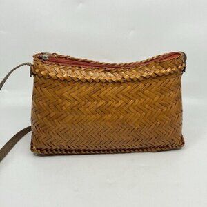 Vintage Capuche Purse Wicker Woven Hippie Boho Shoulder Bag